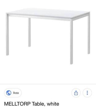 White IKEA.Table and 6 Rep. Eamas chairs