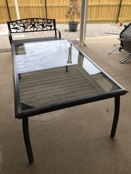 Smoked Glass Outdoor Table 7 Seater