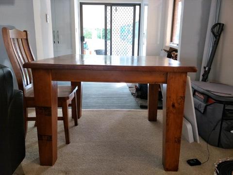 Timber dining table and chairs