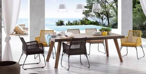 Superb Concrete Top & Hardwood Base Dining Table - Brand New