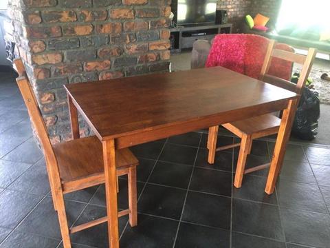 Timber Table and 2 chairs