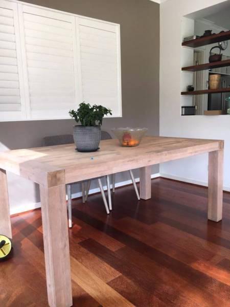 Timber dining table with 6 chairs