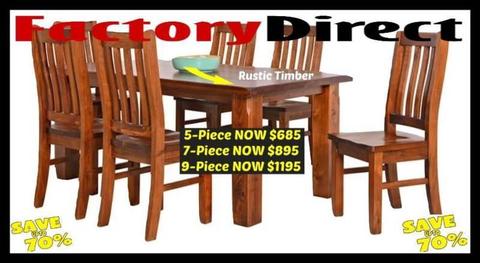 FACTORY DIRECT Rustic 5,7,9 Piece Dining SOLID BUY DIRECT & SAVE