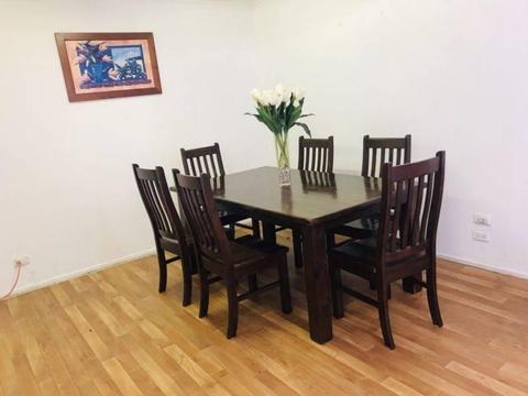 1.8m dining table and 6 chairs (Delivery)