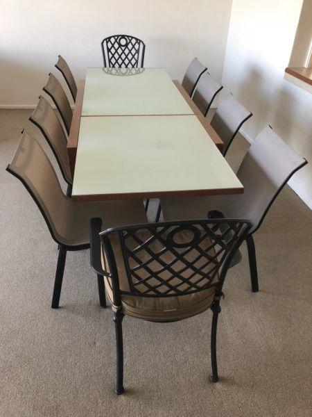 Dining extension table, modern & 10 chairs