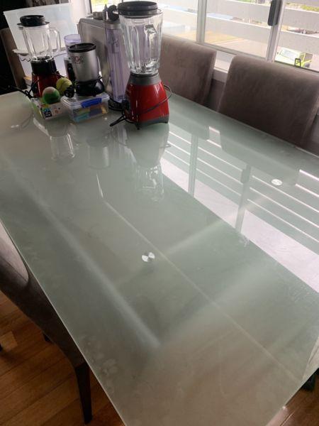 GLASS DINING TABLE & CHAIRS