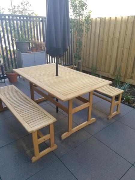 Outdoor wood table