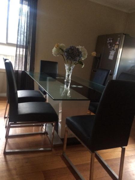 7 piece glass dining table and chairs