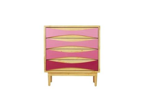 Recyled Timber Ombre Chest of Drawers in Fuchsia