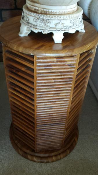 Revolving solid blackwood timber side table