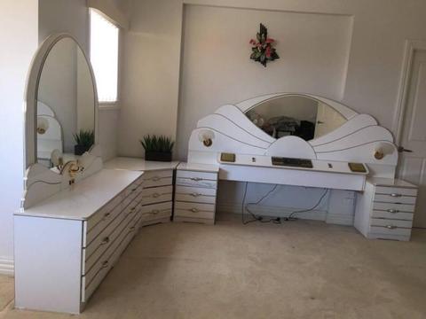 Shell bedhead and mirror cupboard set
