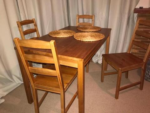 Ikea wooden table with 4 chairs