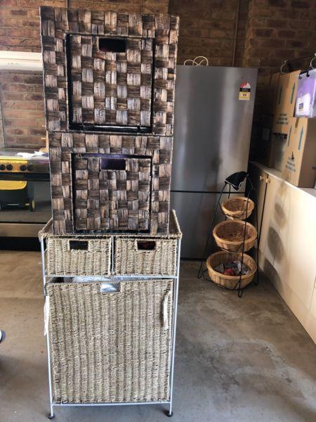 Laundry basket and storage boxes