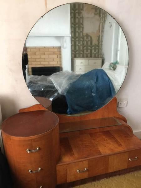 ART DECO 1960s DRESSING TABLE WITH BIG LARGE MIRROR - CHELSEA