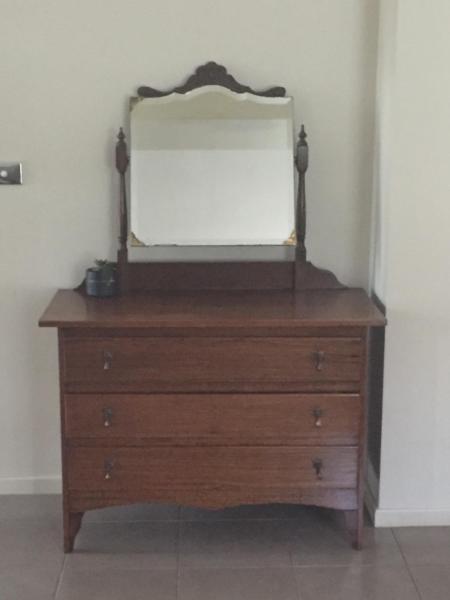 Dresser with mirror and three large drawers