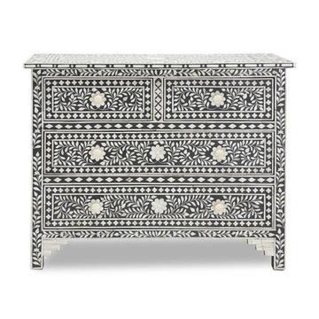 Bone Inlay 4-Drawer Chest of Drawers Black