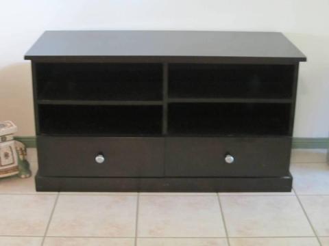 black stereo unit with two draws