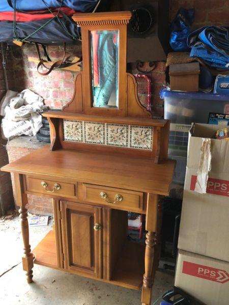 Antique Repo Bedroom Washstand with Mirror