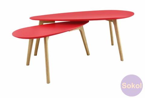 New Sokol Varberg Collection - Nest Table Set - Red: 2 available