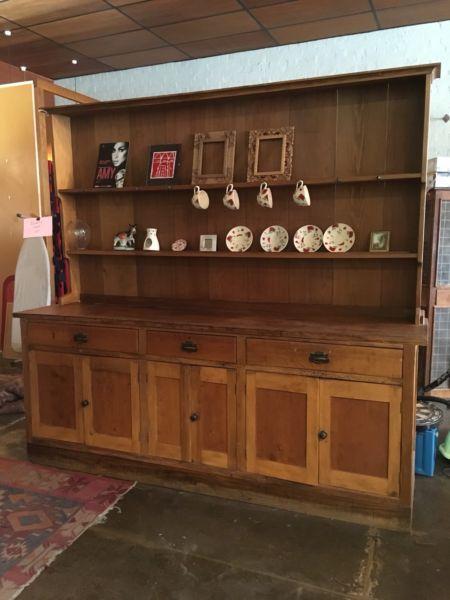 Large pine Victorian kitchen dresser