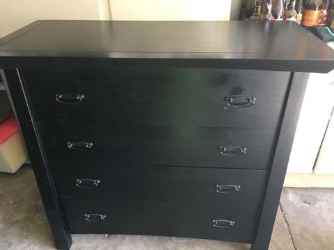 Black-brown tallboy from Freedom furniture. 4 drawers