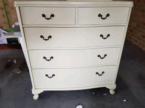Shabby Queen Anne Chest of Drawers