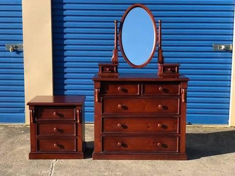 FREE DELIVERY Solid chest of drawers tallboy & bedside mirror
