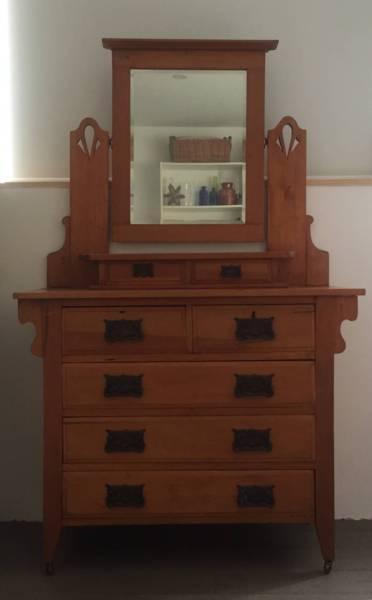 Vintage/antique wood dresser with mirror