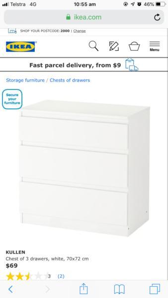 Ikea furniture bedroom chest of drawers mirror bookshelf