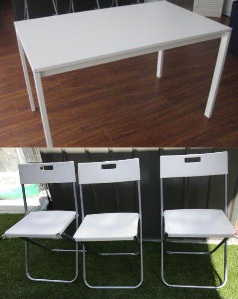 White dining table and 3 chairs- free delivery available