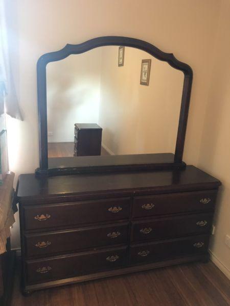 Solid timber dressing table and two bedside tables