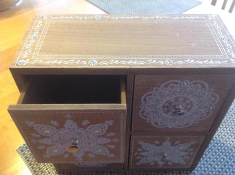 Bohoquad 4 drawer mini cabinet, new