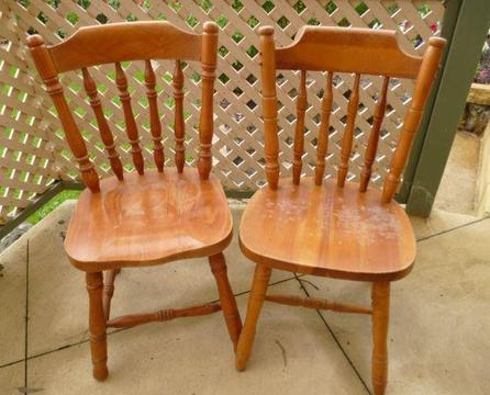 Timber chairs, 2 styles, 6 in each set