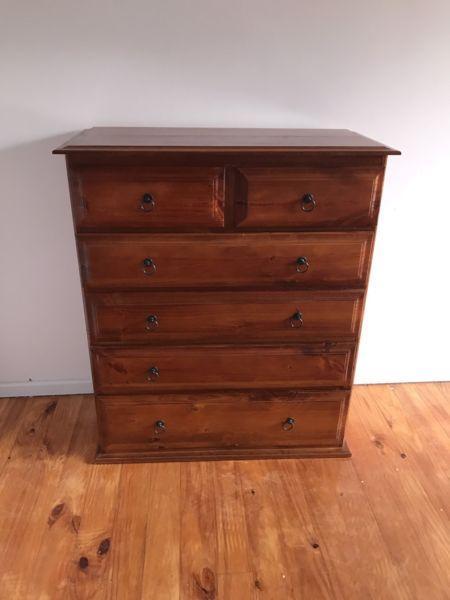 Pine tallboy with 6 drawers