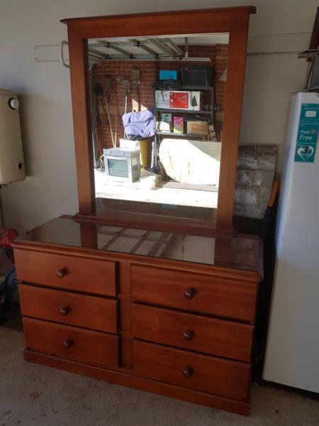 Timber dresser with mirror