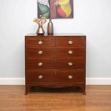 Antique Georgian Chest of Drawers - Satinwood Inlay / Inlaid