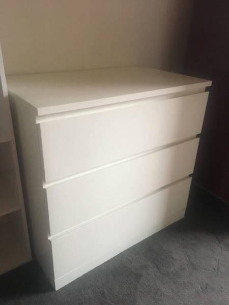 MALM White Chest of 3 Drawers - IKEA (Brand New)