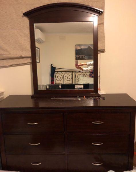 Timber Dresser and Mirror