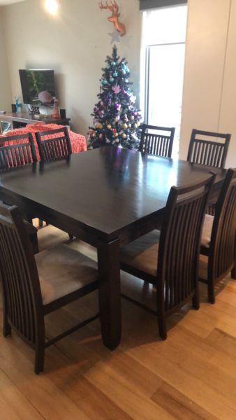 8 seat hardwood dining suite- needs to go