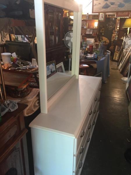 White painted dressing table with mirror