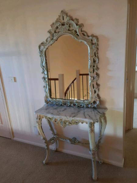 Antique corridor mirror and table