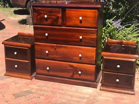 FREE DELIVERY! Solid wood Tallboy Chest Of Drawers 2 bedsides