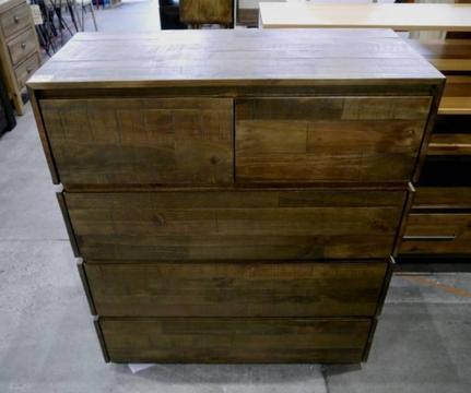 New Portsea Rustic Timber Tallboy Storage Bedroom Furniture