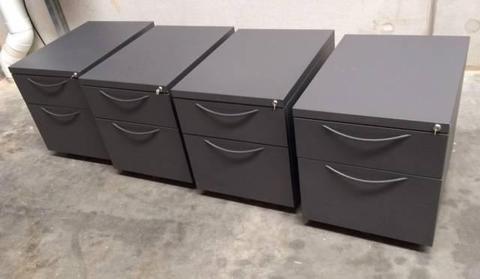 FILING CABINET 2 x drawer Steel Metal Charcoal Grey Office Home