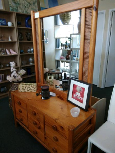 Wooden dressing table with mirror