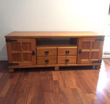 TV cabinet solid timber rustic country style - VGC Honeywood colour