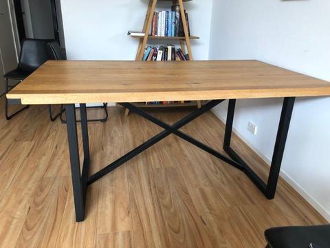Freedom Alps Oak Dining Table with steel legs - 6 Seater
