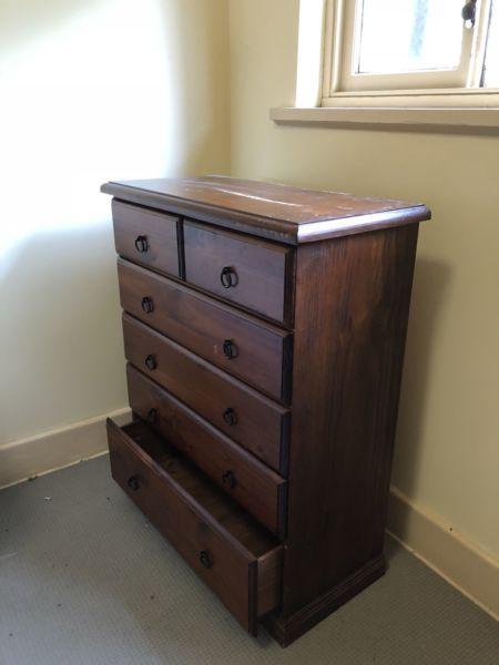 Wooden drawer. All drawers slide well