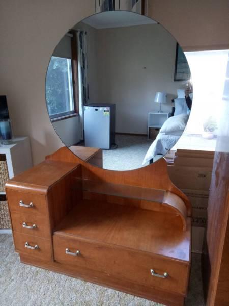 Vintage bedroom dressing table and two matching wardrobes