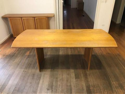 SOLID TIMBER DINNING TABLE AND MATCHING BUFFET SIDEBOARD